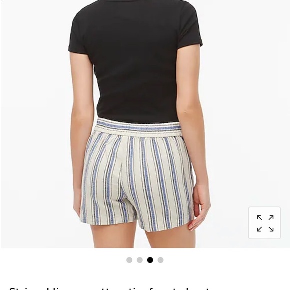 💙 J Crew Striped linen-cotton tie-front shorts Hillerod‎ Stripe Natural - Picture 4 of 6